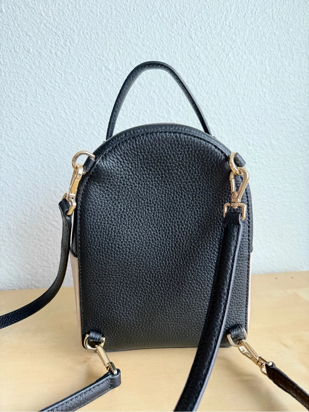 Kate Spade New York Black & Cream Leather Mini Backpack